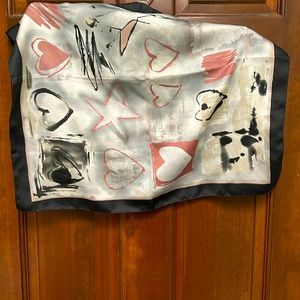 VTG Polyester scarf with mauve hearts. By Finesse. Soft muted colors.